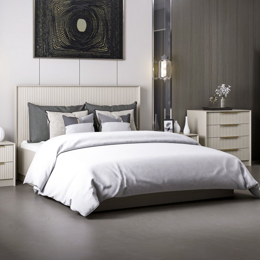 FUNZI LIVING sengeramme, med sengegavl og sengebunn - steinmelamin (160x200)