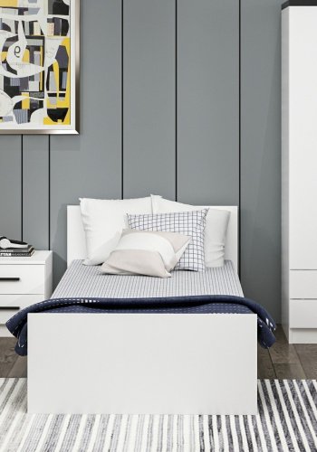 FUNZI LIVING Sengeramme, med sengegavl - hvit melamin (90x190)