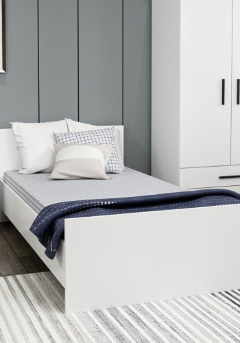 FUNZI LIVING Sengeramme, med sengegavl - hvit melamin (90x190)