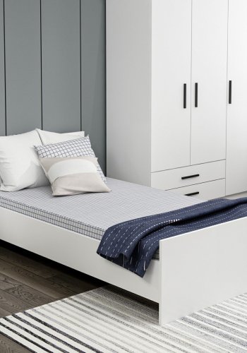 FUNZI LIVING Sengeramme, med sengegavl - hvit melamin (90x190)