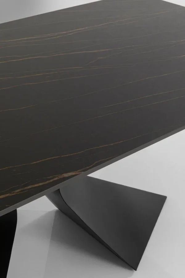 KARE DESIGN Gloria Black Ceramic spisebord, rektangulr - sort mineralmarmor og sort stl (200x100)