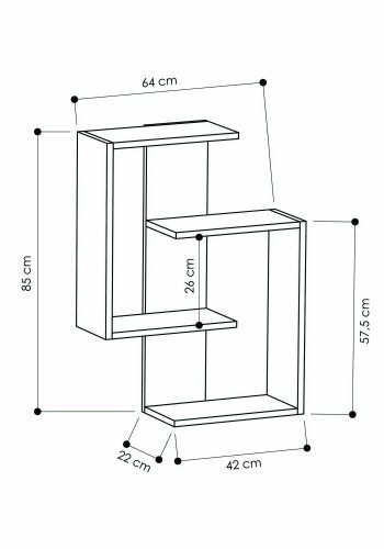 FUNZI LIVING Paranoid vegghylle - antrasittgr og mrk eikemelamin