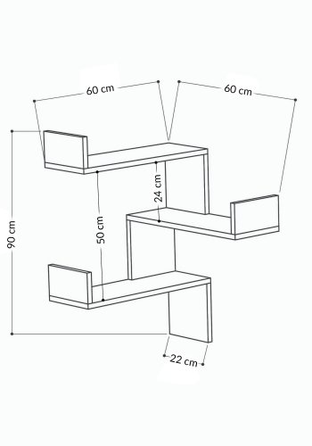 FUNZI LIVING Luksa hjrnevegghylle - hvit melamin