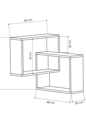 FUNZI LIVING Ringvegghylle - hvit og antrasittgr melamin