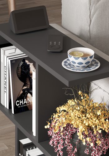 NORDVRK Homemania salongbord, m. hyller - silkeaktig svart melamin (60x20)