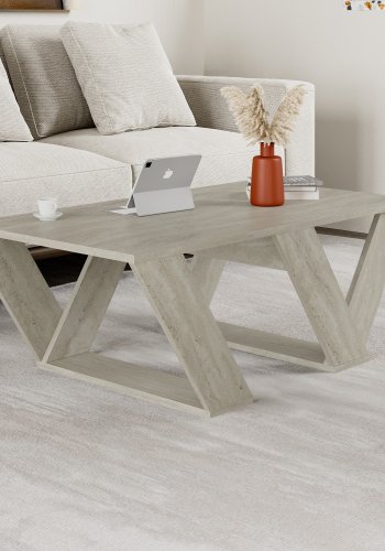 NORDVÄRK Pipra salongbord, rektangulrt - travertin melamin (110x60)