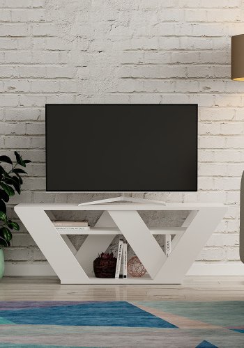 NORDVRK Pipralla TV-bord, m. 1 hylle - hvit melamin (110x30)