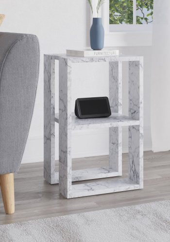 FUNZI LIVING Lonie nattbord, m. 1 hylle - Carrara marmor melamin (30x30)