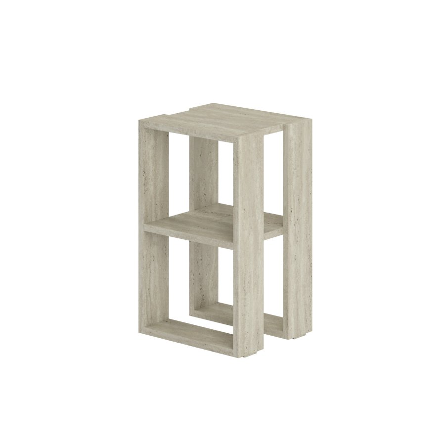 FUNZI LIVING Lonie nattbord, m. 1 hylle - travertin melamin (30x30)