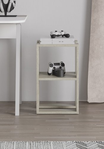 FUNZI LIVING Lonie nattbord, m. 1 hylle - travertin melamin (30x30)