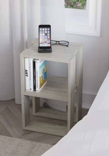 FUNZI LIVING Lonie nattbord, m. 1 hylle - travertin melamin (30x30)