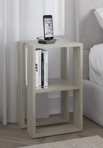 FUNZI LIVING Lonie nattbord, m. 1 hylle - travertin melamin (30x30)