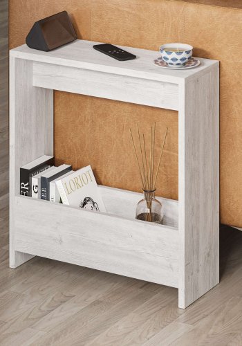 NORDVRK Simpi sidebord, med 1 hylle, rektangulr - antikk hvit melamin (55x20)