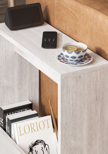 NORDVRK Simpi sidebord, med 1 hylle, rektangulr - antikk hvit melamin (55x20)