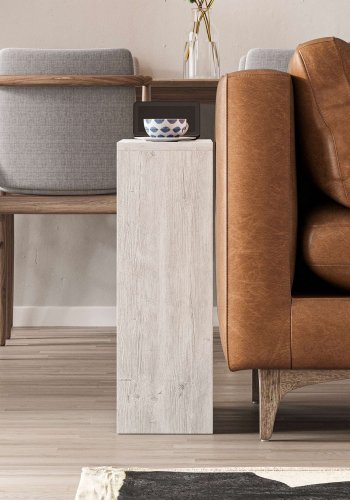 NORDVRK Simpi sidebord, med 1 hylle, rektangulr - antikk hvit melamin (55x20)