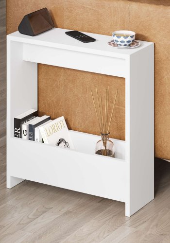 NORDVRK Simpi sidebord, med 1 hylle, rektangulr - hvit melamin (55x20)