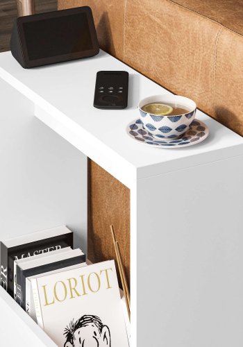 NORDVRK Simpi sidebord, med 1 hylle, rektangulr - hvit melamin (55x20)