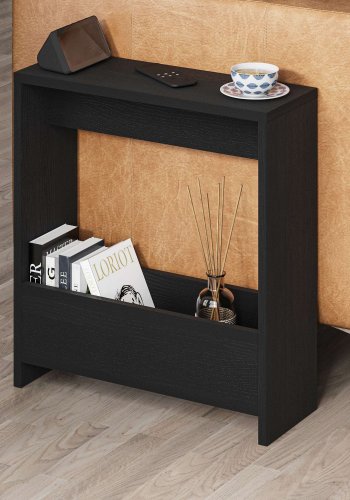 NORDVRK Simpi sidebord, med 1 hylle, rektangulr - svart tre melamin (55x20)
