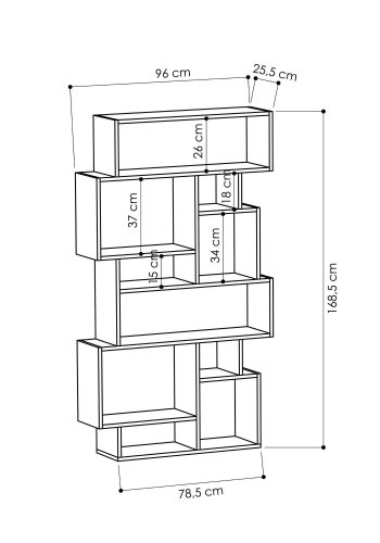 FUNZI LIVING Karmato bokhylle - hvit melamin
