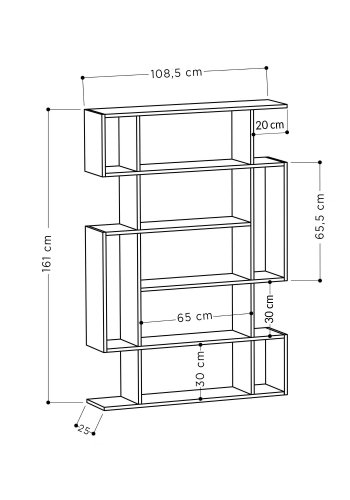 FUNZI LIVING Mito bokhylle - antrasitt og lett mokka melamin