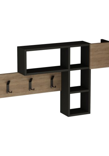 FUNZI LIVING Spillsett til gangen, med 3 kroker og 4 rom - Sonoma eik og antrasittgr melamin