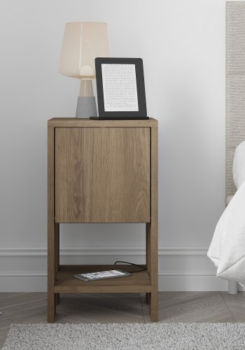 FUNZI LIVING Ema nattbord, m. 1 dr og 1 hylle - Hitit melamin (30x30)