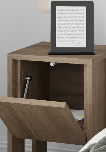 FUNZI LIVING Ema nattbord, m. 1 dr og 1 hylle - Hitit melamin (30x30)