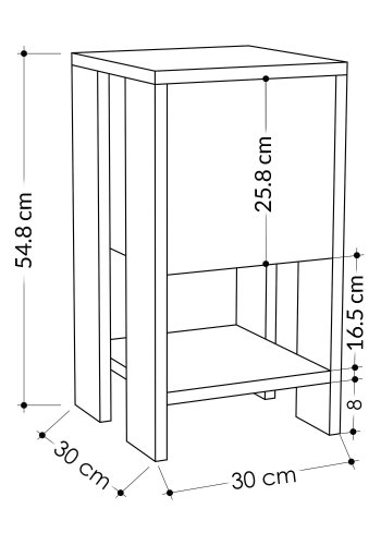 FUNZI LIVING Ema nattbord, m. 1 dr og 1 hylle - Hitit melamin (30x30)