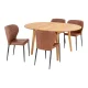 HOUSE NORDIC Metz og Pisa spisebordsett, 1 spisebord, 4 spisestoler - brun PU/naturlig eik