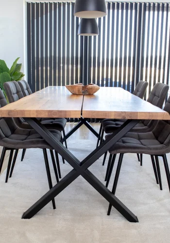 HOUSE NORDIC Toulon og Middelfart spisebordsett, 1 spisebord, 6 spisestoler - gr/natur