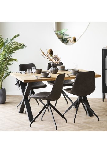 HOUSE NORDIC Toulon och Monaco matbordsset, 1 matbord, 4 stolar - gr� mikrofiber och naturlig ek