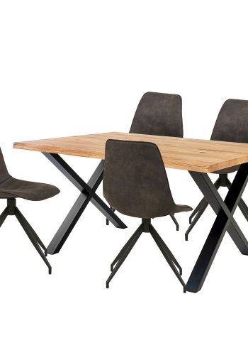 HOUSE NORDIC Toulon och Monaco matbordsset, 1 matbord, 4 stolar - gr� mikrofiber och naturlig ek