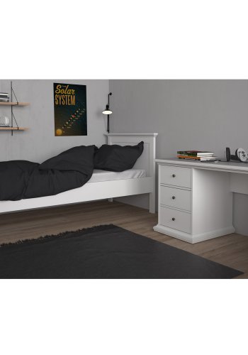 
TVILUM Paris skrivebord - rektangulært, hvid laminat, med 3 skuffer
