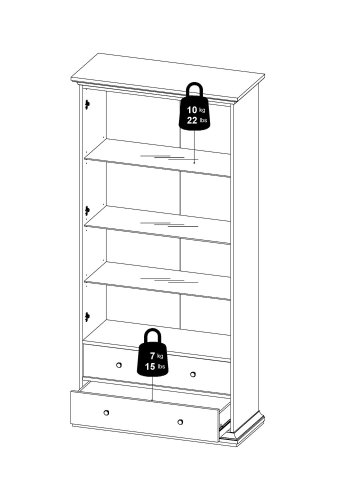 
TVILUM Paris vitrinskåp - vitt trä, med 2 dörrar och 2 lådor
