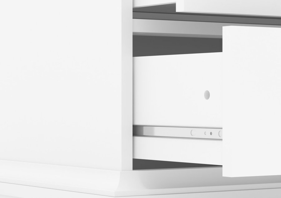 
TVILUM Paris vitrinskåp - vitt trä, med 2 dörrar och 2 lådor
