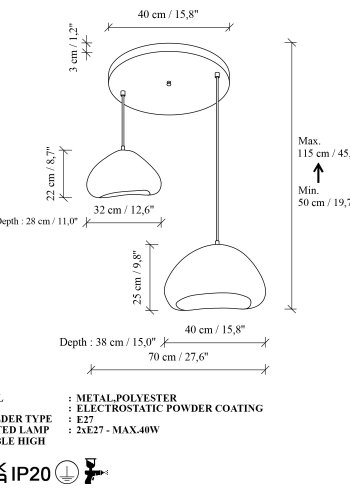 NORDV&Auml;RK Lora-30-40-2-T-Nua-1001 ljuskrona