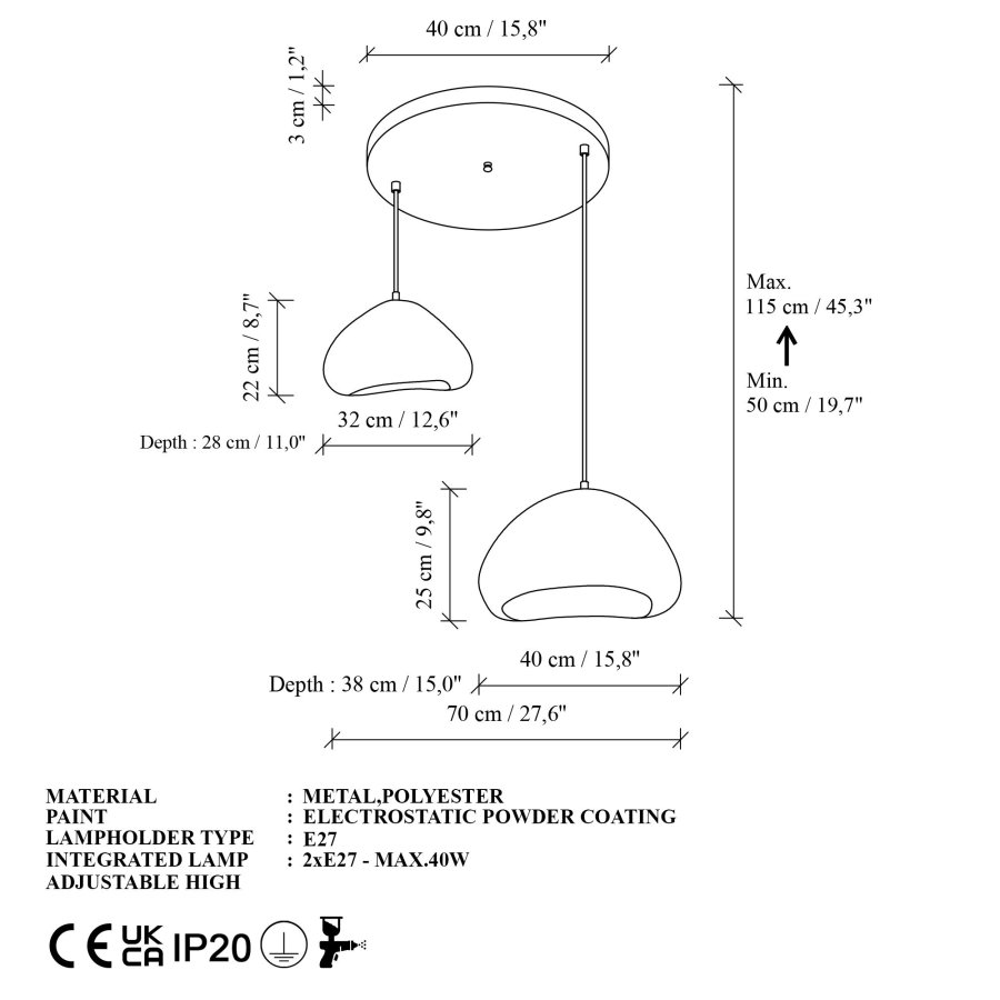 NORDV&Auml;RK Lora-30-40-2-T-Nua-1001 ljuskrona