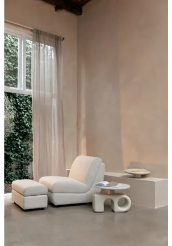 ZUIVER Mississippi utendrs fotskammel - beige olefinfiber/polyester