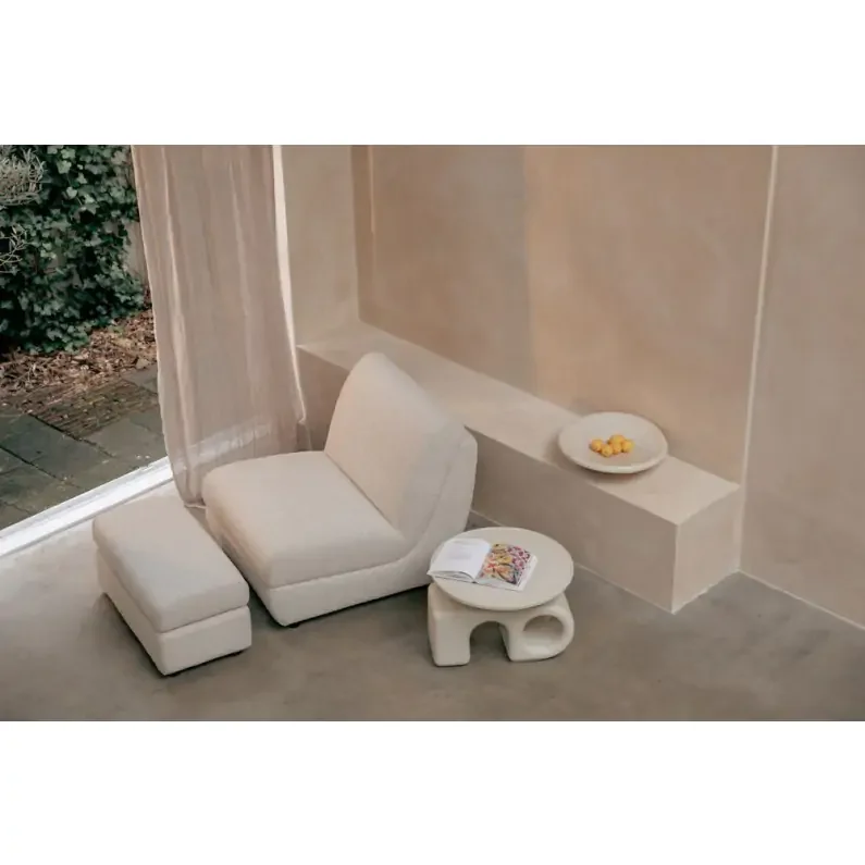 ZUIVER Mississippi utendrs fotskammel - beige olefinfiber/polyester