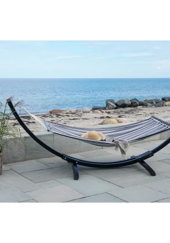 HOUSE NORDIC Hengekye p trestativ, lerk, bomull/polyester, sort/gr/hvit