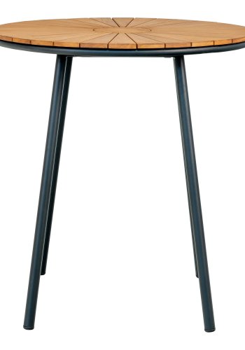 HOUSE NORDIC Cafebord, bordplate i teak, natur, svarte ben, 70x74 cm