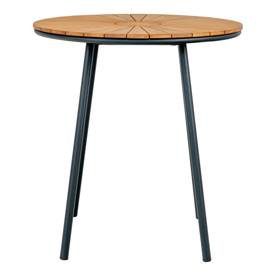 HOUSE NORDIC Cafebord, bordplate i teak, natur, svarte ben, 70x74 cm