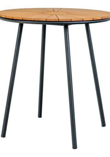 HOUSE NORDIC Cafebord, bordplate i teak, natur, svarte ben, 70x74 cm