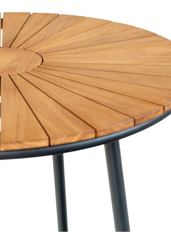 HOUSE NORDIC Spisebord, bordplate i teak, natur, svarte ben, 130x74 cm