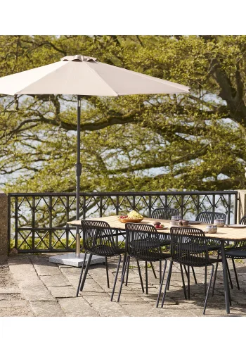 HOUSE NORDIC Cleveland spisebord - Spisebord, teakbordplate, natur, svarte ben 90x220 cm