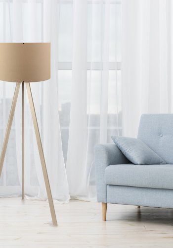 LUMI AYD gulvlampe - beige PVC-stoff og eik MDF