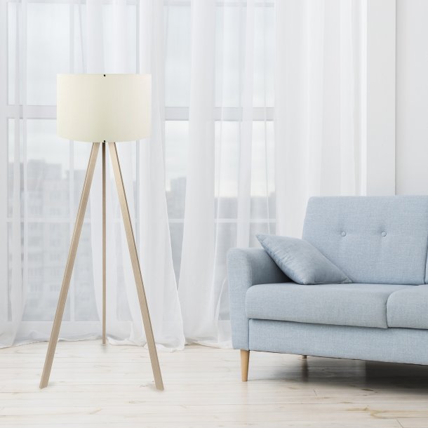 LUMI AYD gulvlampe - creme PVC stof og MDF