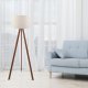 LUMI Zephyria gulvlampe - sand PVC-stoff og brun MDF