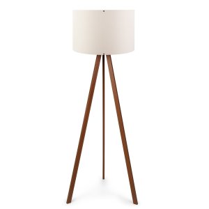LUMI Zephyria golvlampa - sand PVC-tyg och brun MDF