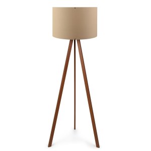 LUMI AYD 1531 gulvlampe - beige PVC stof og brun MDF